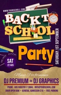 back to school party Halv side bred template