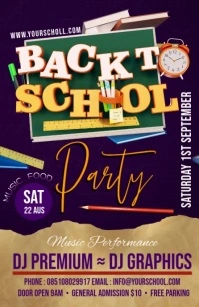 back to school party Half Page Wide template