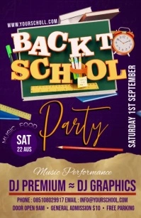 back to school party Meia página larga template