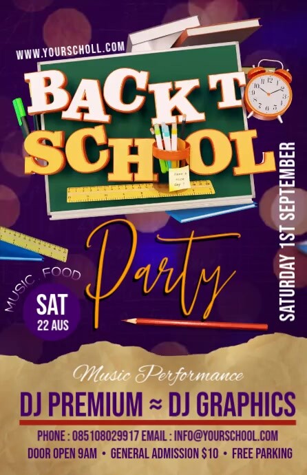 back to school party Mezza pagina Wide template