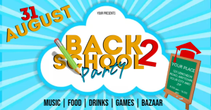 Blauw Back to School Party auf Facebook geteiltes Bild Template