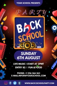สีดำ Back to School Party Poster Template