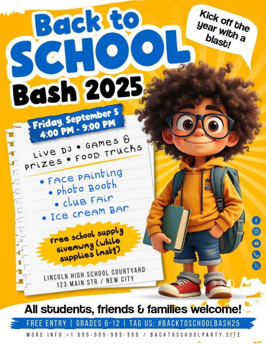 Back to School Party Flyer Iflaya (Incwadi ye-US) template