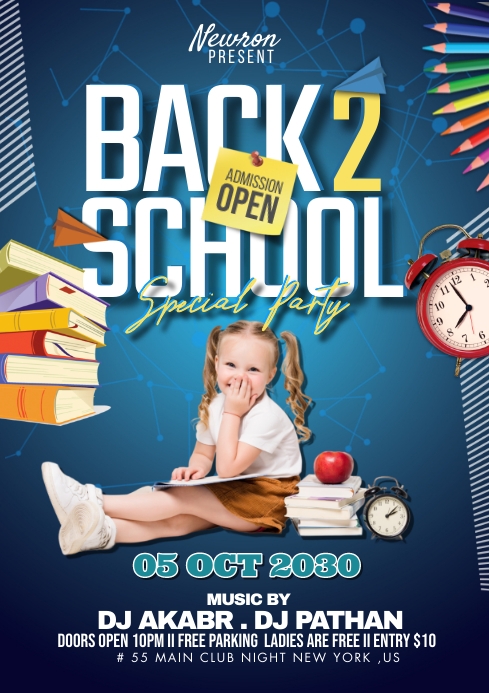 Image 1 for Back To School Party Flyer Template
