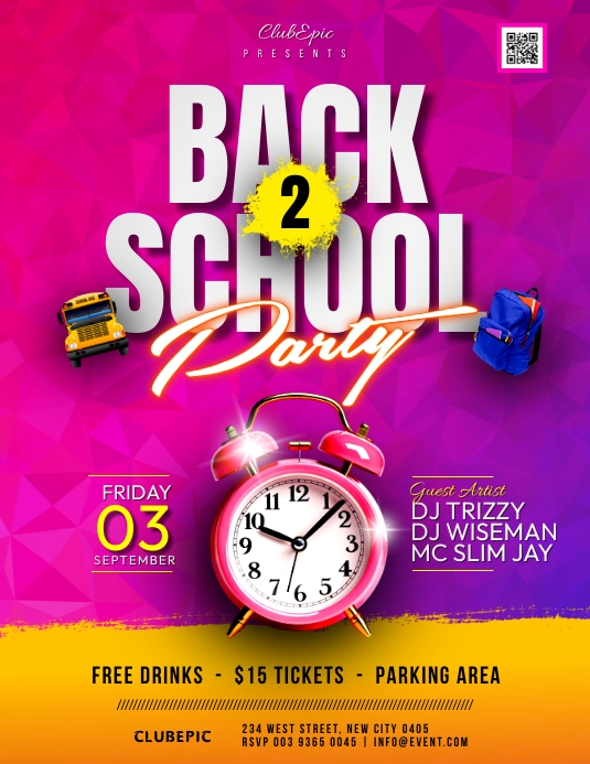 Image 2 for Back To School Party Flyer Template