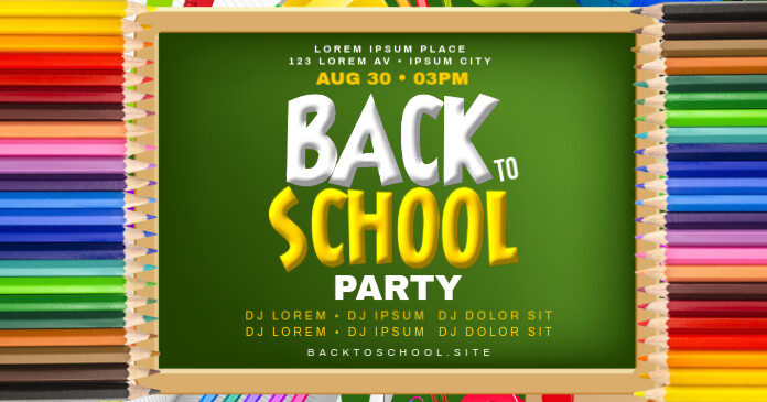 Back to school party flyer template Facebook Gedeelde Prent