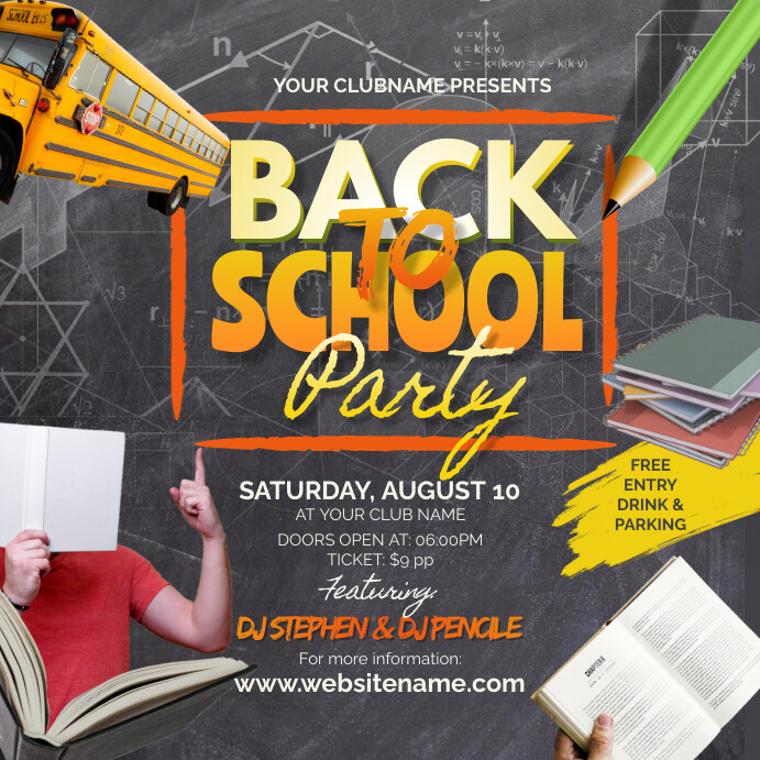 Back to School Party Instagram Post template