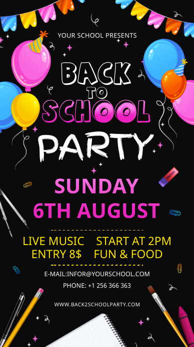 Back to school party Instagram story template