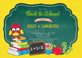 Back to school party invitation A6 template