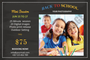 Back To School Photography Mini Session Label template