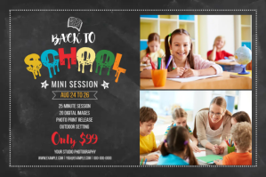 Black Back to School Photography Mini Session Etichetta Template