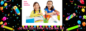 Черный Back to school poster template Facebook Cover Photo