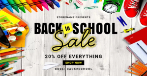 Biały Back to School Sale auf Facebook geteiltes Bild Template