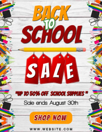 白色 Back to School Sale Ulotka Template