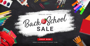 黑色 Back to School Sale Facebook Shared Image Template