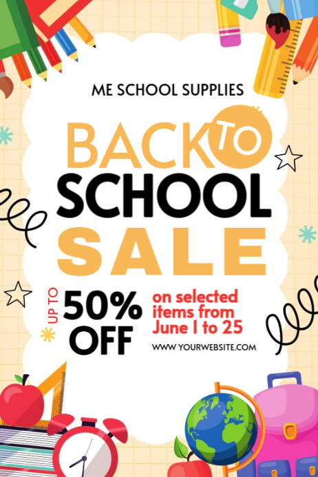 Back To School Sale Poster template