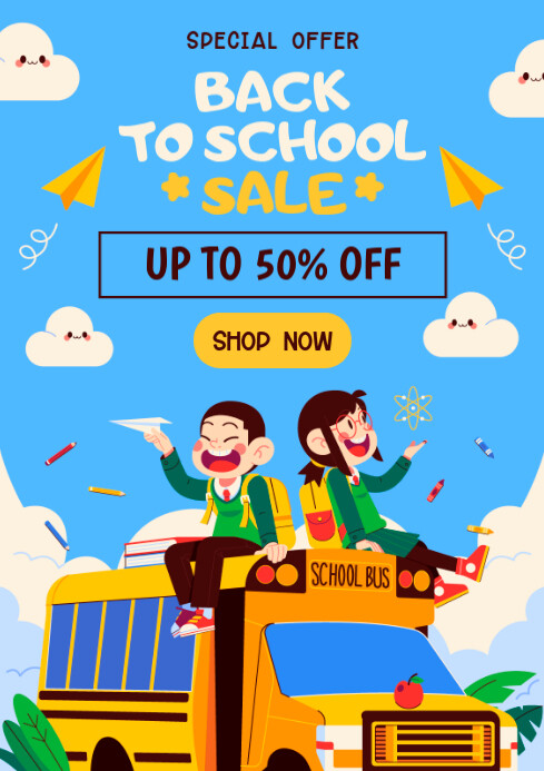 back to school sale A4 template
