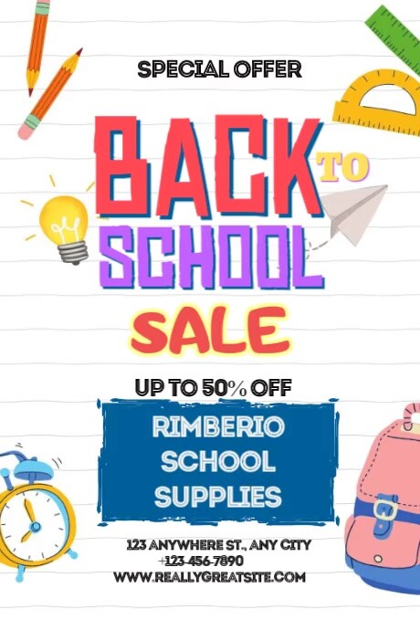 Back To School Sale Poster template