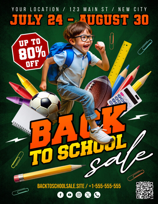 Back To School Sale Flyer Folheto (US Letter) template