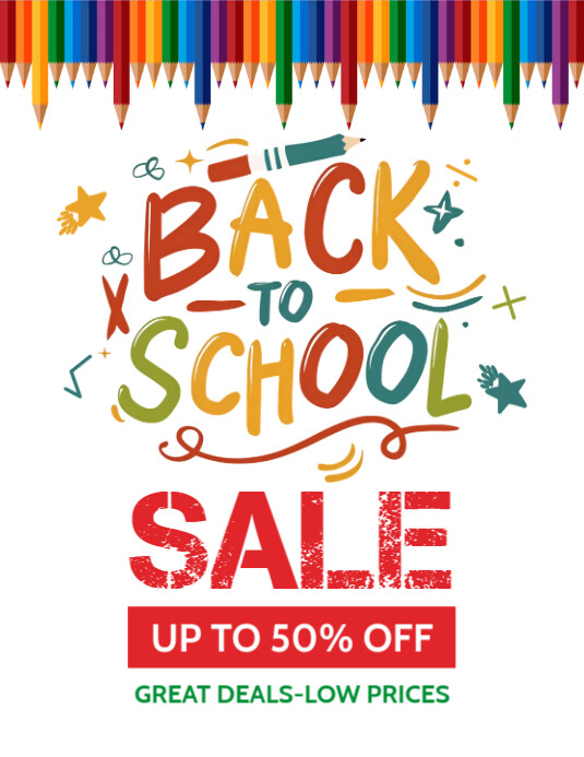 Back To School Sale Flyer Template Iflaya (Incwadi ye-US)