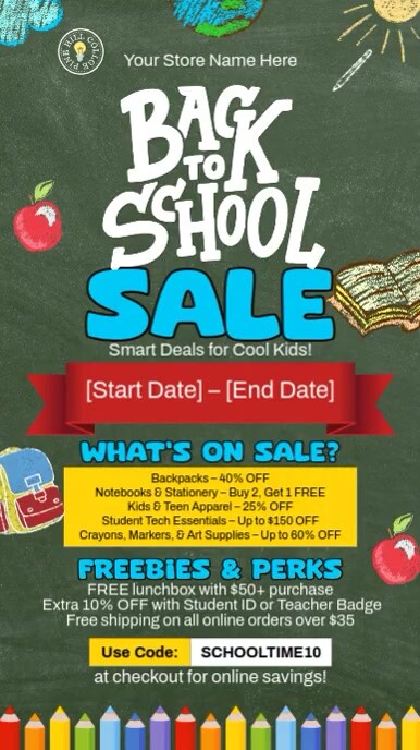 Back To School Sale Offer Instagram Story template