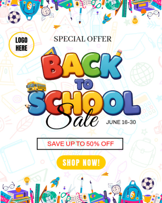 Back to School Sale Poster 2025 Instagram Portrait template