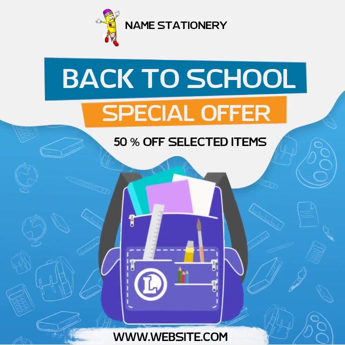 BACK TO SCHOOL SALE SOCIAL MEDIA AD Vierkant (1:1) template