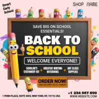 Biały Back to School Sale Vierkant Template