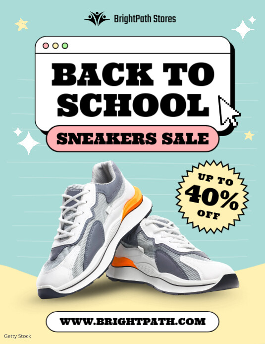 Back To School Shoes Product Sale Flyer Folheto (US Letter) template