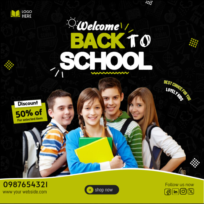 Back to school social media post banner template Publicação no Instagram