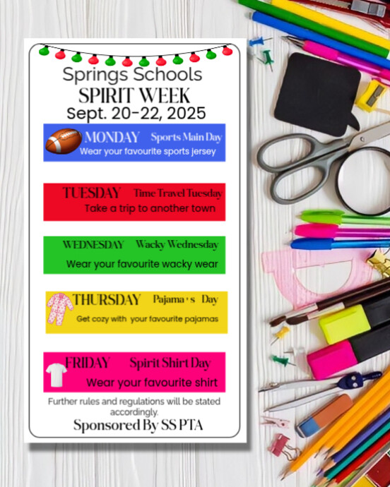 Spirit Week Design Back to School spirit week Template | PosterMyWall