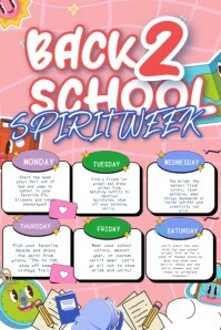 Back To School Sporit Week Schedule Poster template