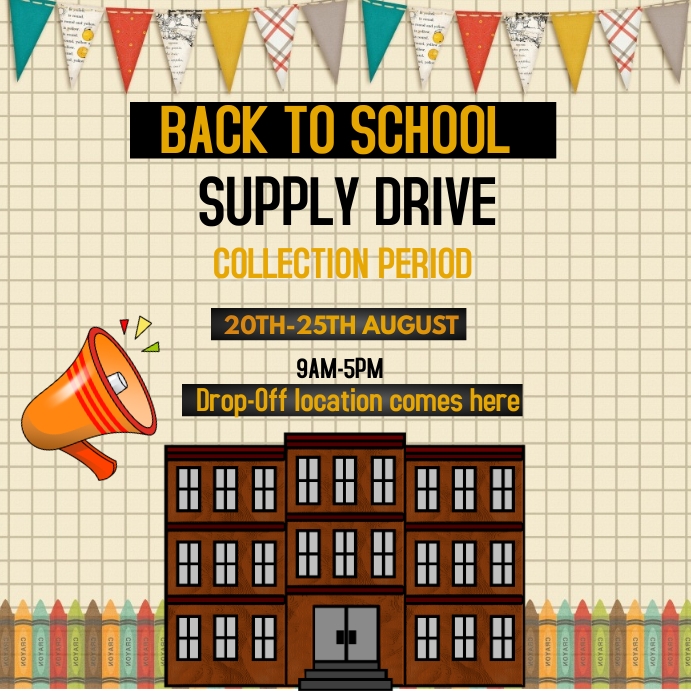 Back to school supply drive Template PosterMyWall
