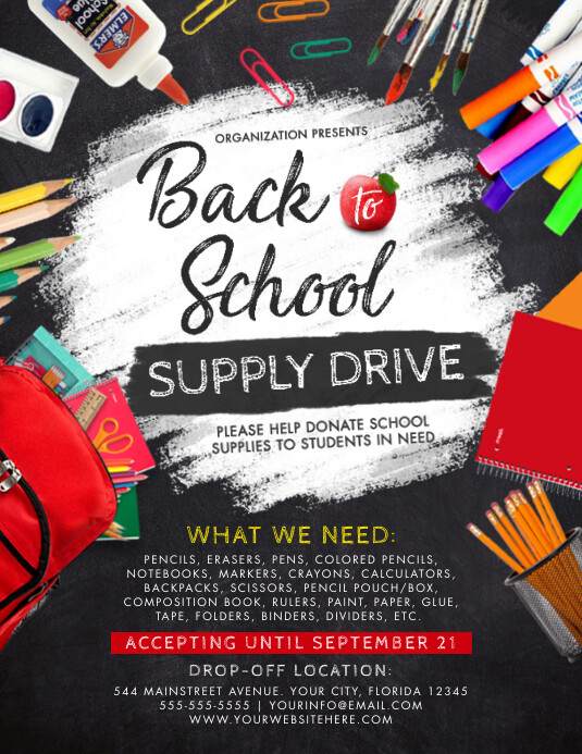 Back To School Supply Drive Flyer Template PosterMyWall