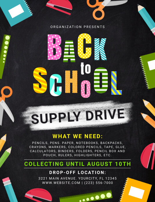 Back To School Supply Drive Flyer PosterMyWall