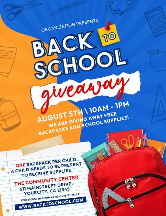 Back To School Supply Giveaway Flyer PosterMyWall back-to-school-supply-giveaway-flyer-postermywall
