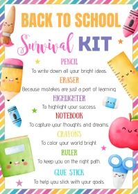 Back To School Survival Kit Gift Tag A6 template