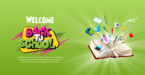Grün Back to School auf Facebook geteiltes Bild Template