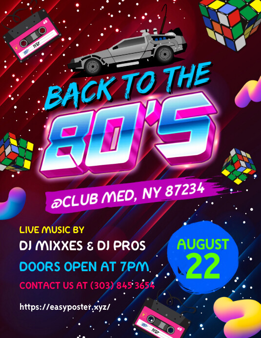 Back To The 80's Flyer Ulotka (US Letter) template