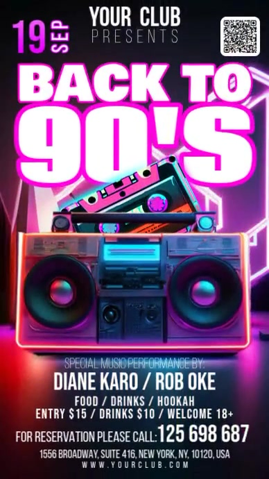 Back To The 90s Digital na Display (9:16) template