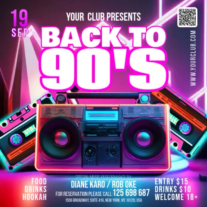 Back To The 90s Instagram 帖子 template