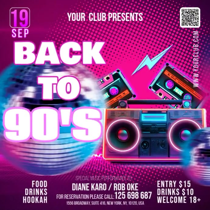 90s Music Party Instagram Ad Template | PosterMyWall