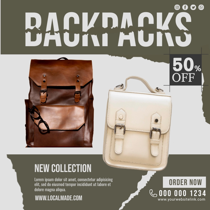 Backpack Advertisement Backpacks Ads Template | PosterMyWall