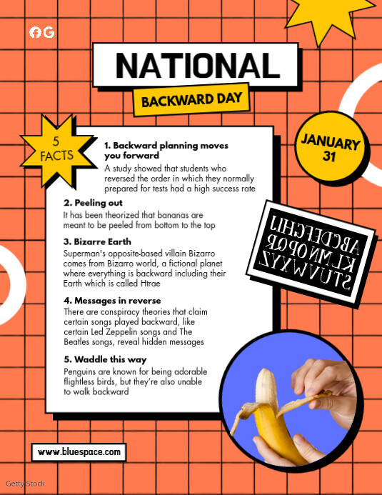 Backwards Day Daily Routine Backward Day Facts Poster Template | PosterMyWall