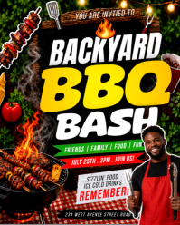 Backyard BBQ Bash barbecue party grilling meat roasting barbecue family gathering event invitation f Instagram Portrait template