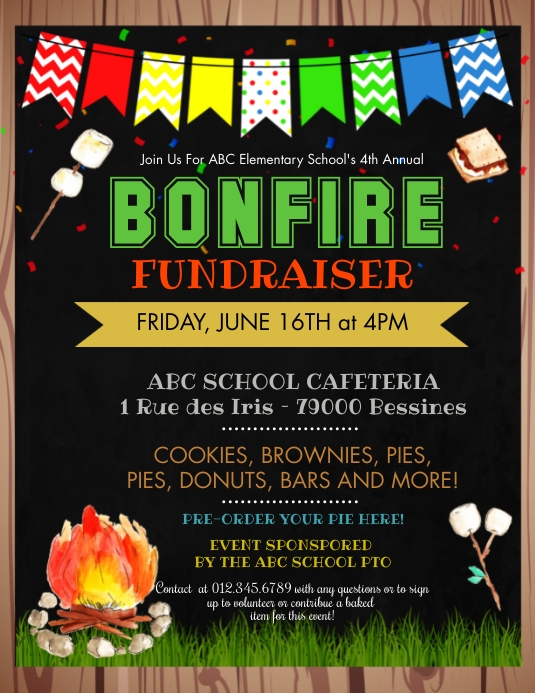 Backyard bonfire Fundraiser flyer template