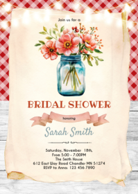 Backyard bridal shower mason jar invite A6 template