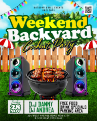 Backyard cook out Saturday outdoor lawn weekend garden bbq party invitation promotion flyer template Instagram Portrait