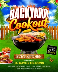 Backyard cookout barbecue bbq outdoor event invitation editable flyer poster design template Instagram Portrait