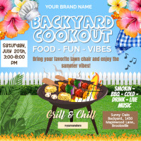 Backyard Cookout Flyer, BBQ Flyer, Summer Cookout Flyer Wpis na Instagrama template